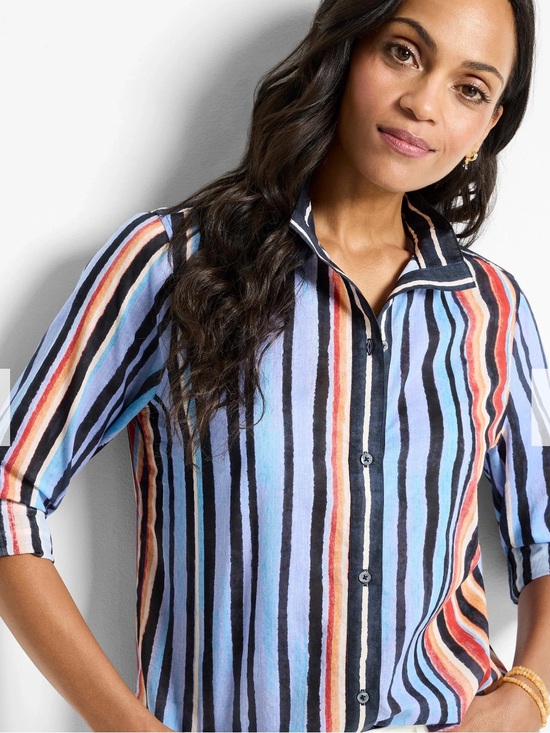 NIC+ZOE Tops - NIC + ZOE PAINTED PENINSULA COTTON SHIRT XL